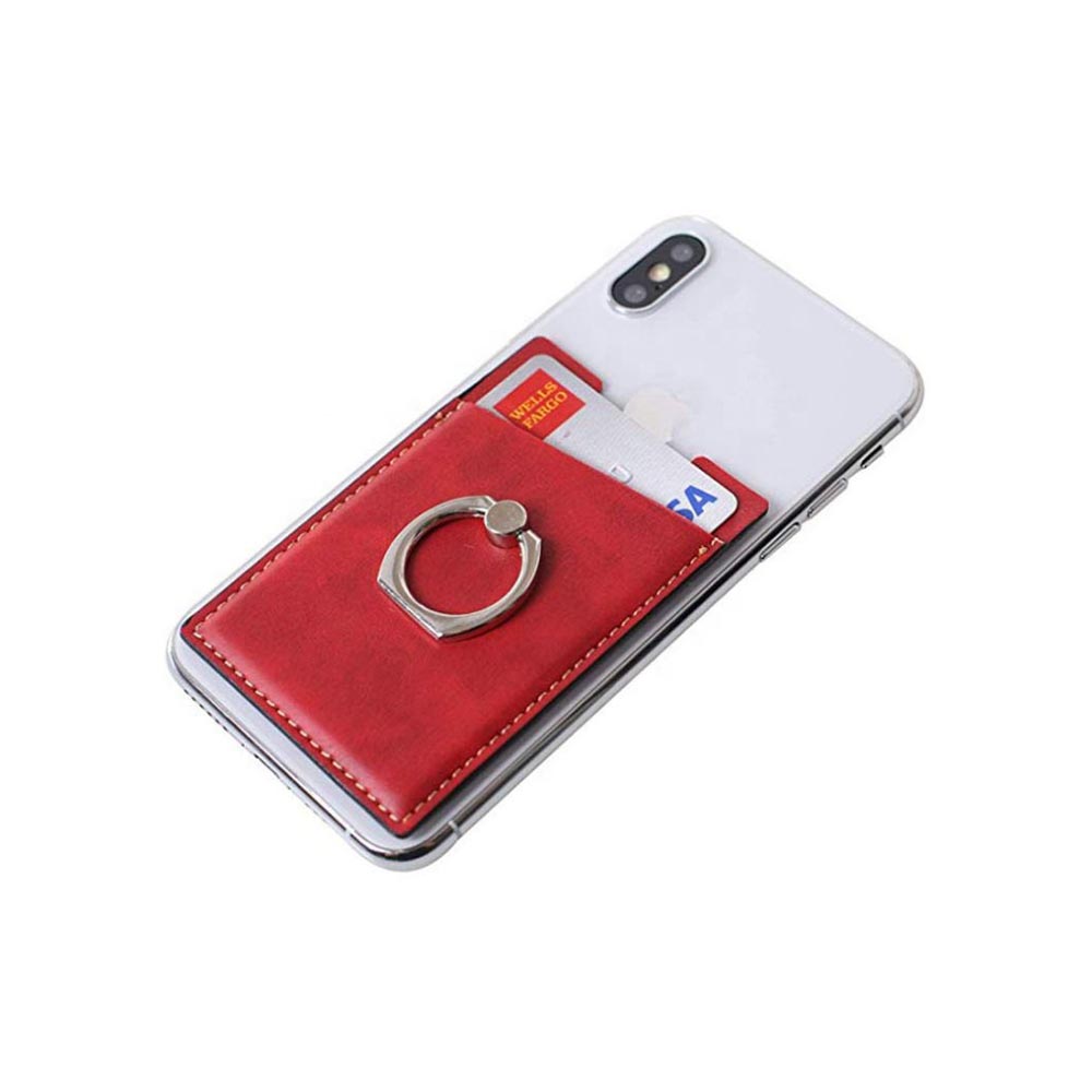 Metal Phone Ring Holder with RFID PU Card Holders